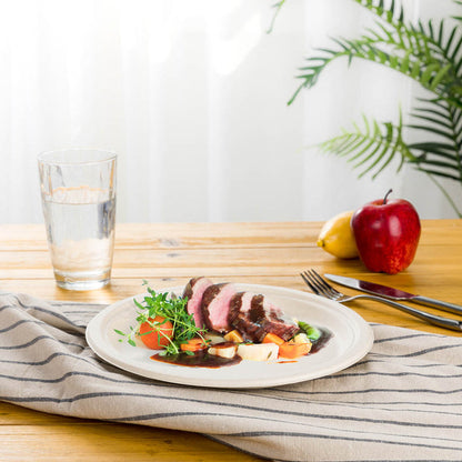 7 inch Natural Compostable & Disposable Sugarcane Plates, 600 Pack