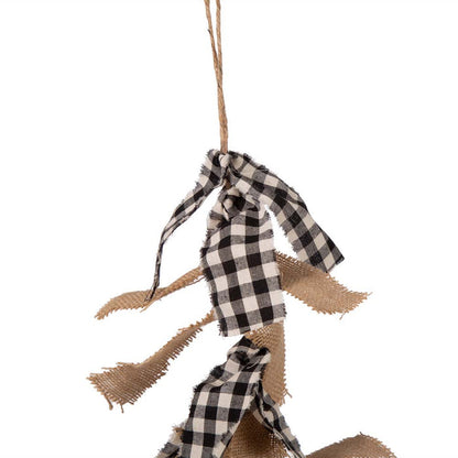 72"L Black & White Plaid Fabric/Linen Garland