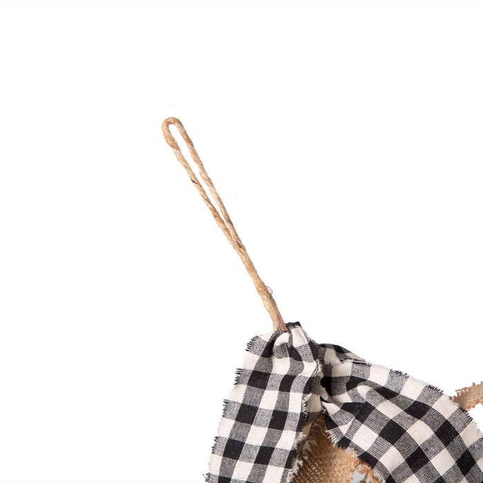 72"L Black & White Plaid Fabric/Linen Garland