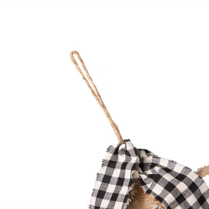 72"L Black & White Plaid Fabric/Linen Garland