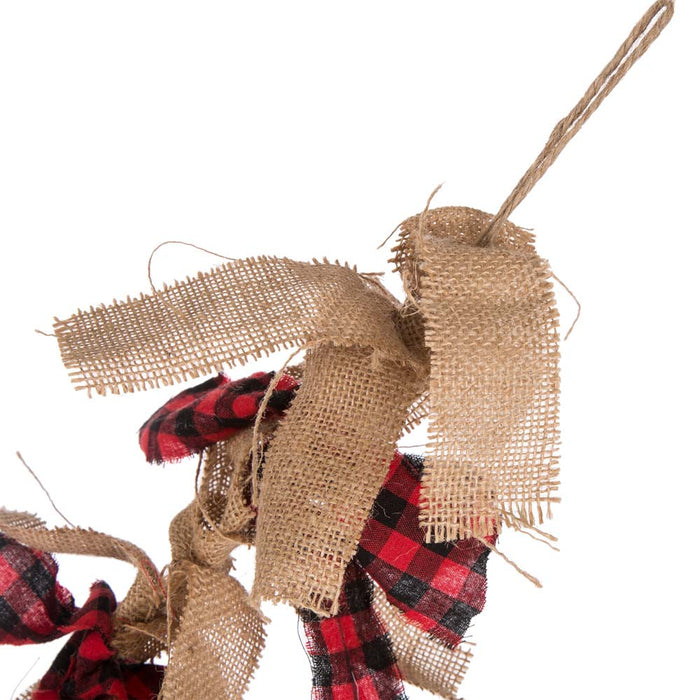 72"L Red & Black Plaid Fabric/Linen Garland