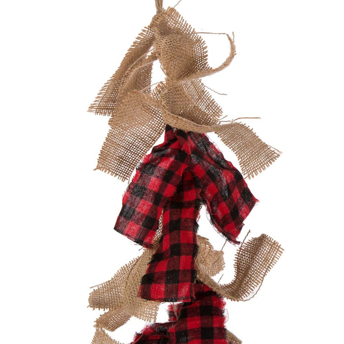 72"L Red & Black Plaid Fabric/Linen Garland