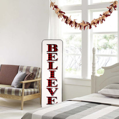 72"L Red & Black Plaid Fabric/Linen Garland