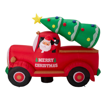 7ft Lighted Santa Claus On Pick Up Truck Inflatable Decor