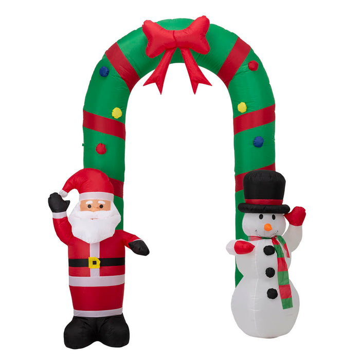 8 ft Lighted Inflatable Santa and Snowman Gate Arch