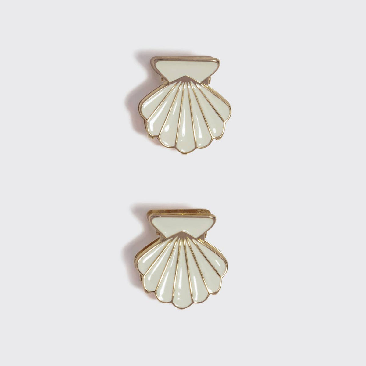 Metal Clam Shell Hair Clip 2pc Set - Gold & Pearlized Cream