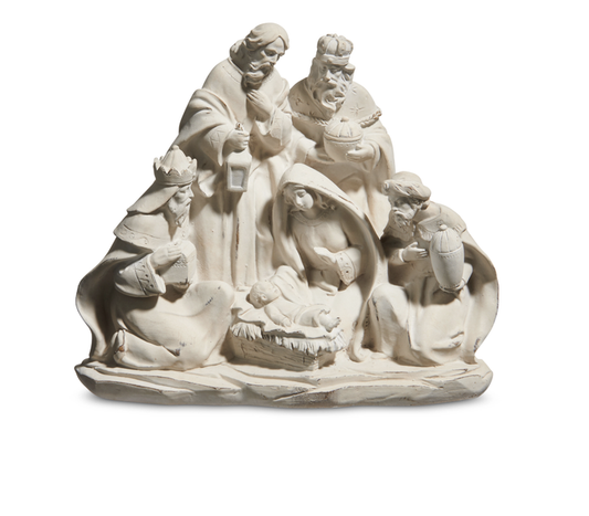 8.5" White Distressed Nativity