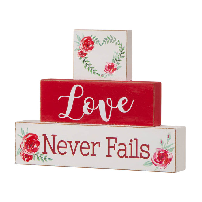 9.45"L Valentine's Wooden Block Table Decor