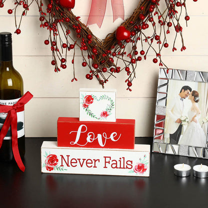 9.45"L Valentine's Wooden Block Table Decor