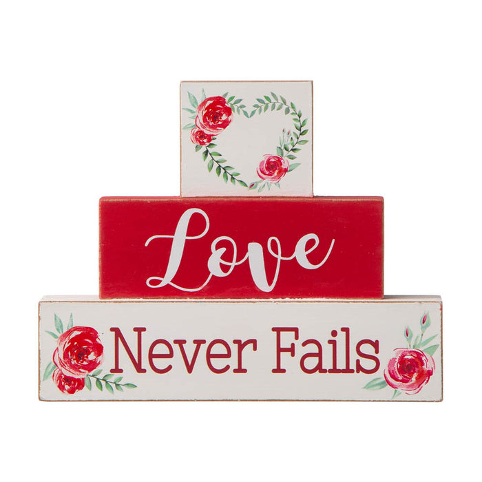 9.45"L Valentine's Wooden Block Table Decor