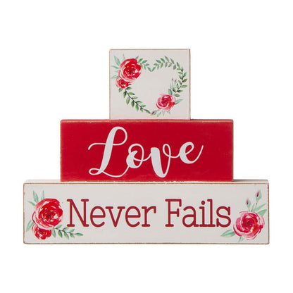 9.45"L Valentine's Wooden Block Table Decor