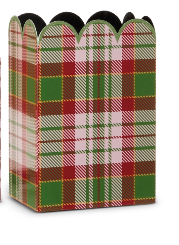 9.5" Plaid Everything Nice Decorative Container