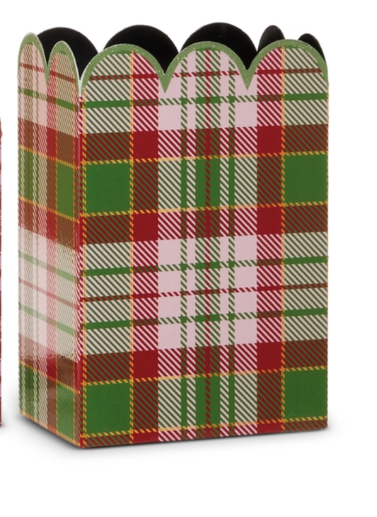 9.5" Plaid Everything Nice Decorative Container