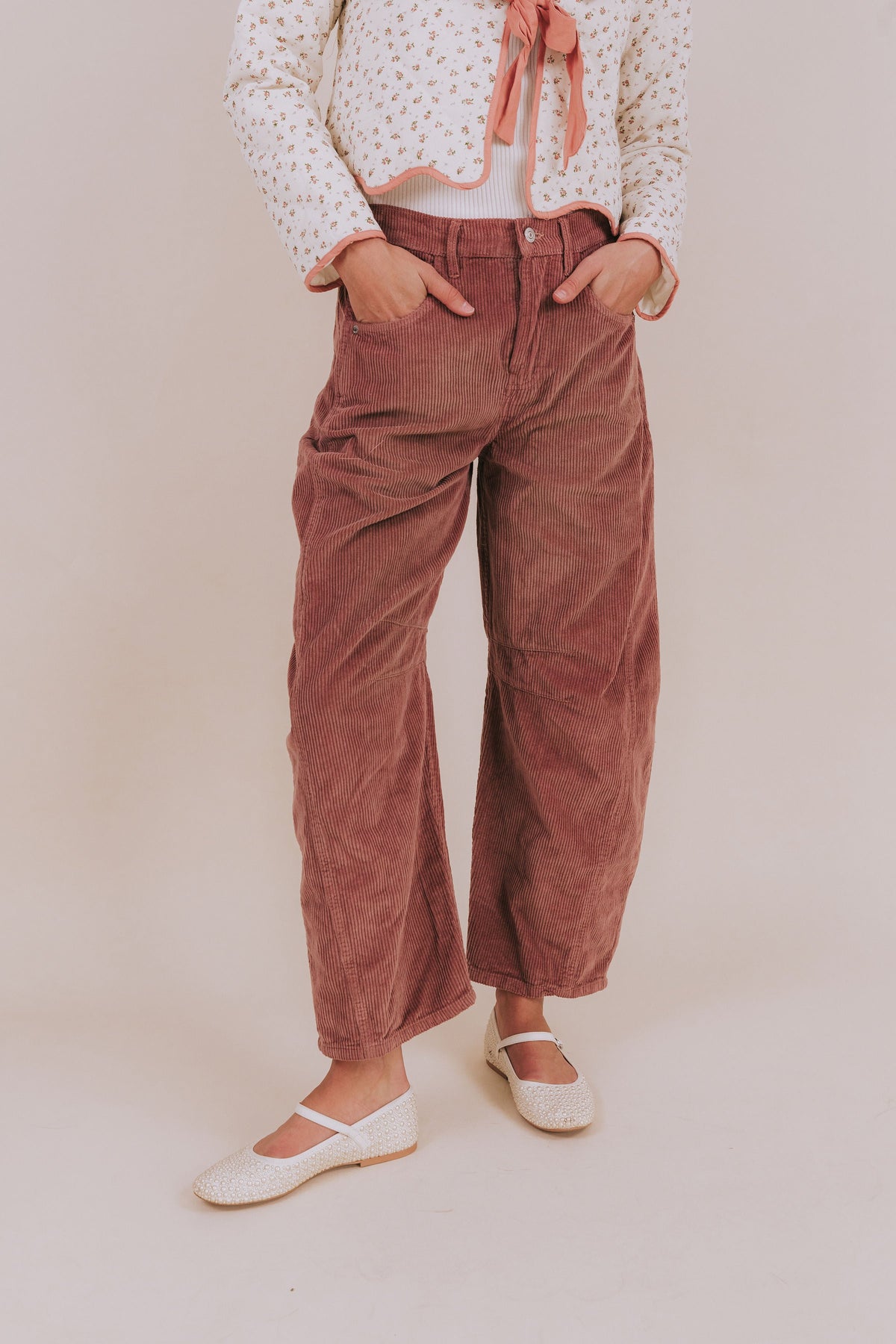 FREE PEOPLE - Good Luck Mid-Rise Cord Barrel Jeans