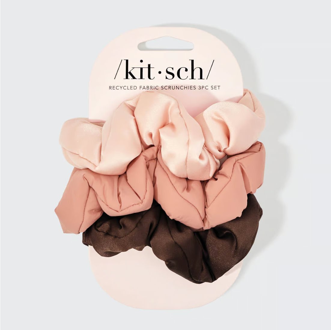 KITSCH - Recycled Fabric Cloud Scrunchies 3pc Set - Rosewood