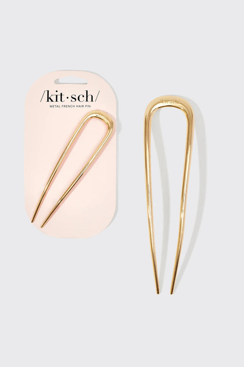 KITSCH - Metal Enamel French Hair Pin - Gold