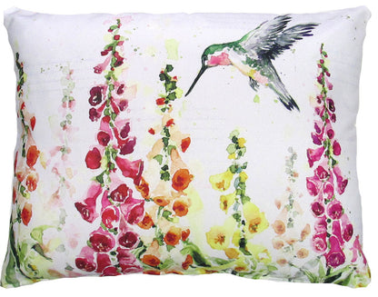 Accent Pillow Spring Hummingbird w/ Foxglove