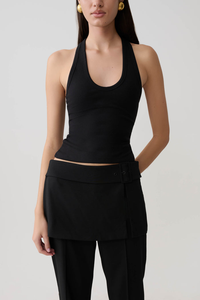 Actress Ribbed Tank - Black