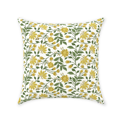 Alya Chintz Cotton Pillow Cover Yellow Green Floral