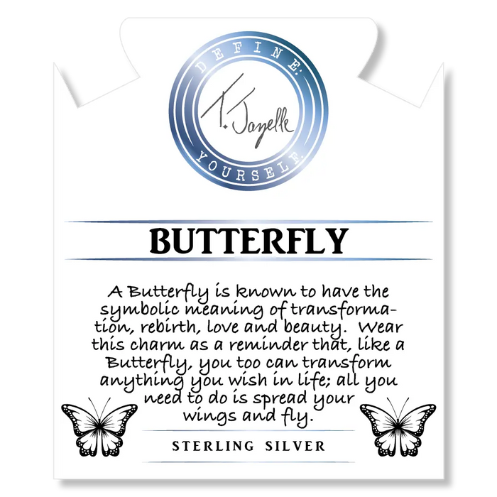 Amethyst Stone Bracelet with Butterfly Sterling Silver Charm