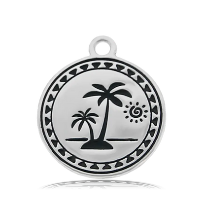 Amethyst Stone Bracelet with Palm Tree Sterling Silver Charm