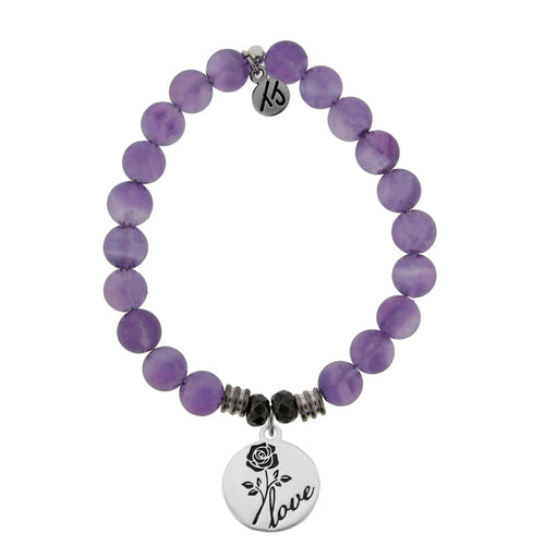 Amethyst Gemstone Bracelet with Rose Sterling Silver Charm Tiffany Jazelle