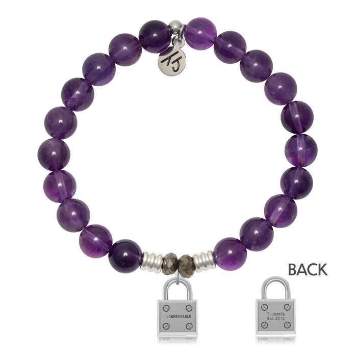 Amethyst Gemstone Bracelet with Unbreakable Sterling Silver Charm