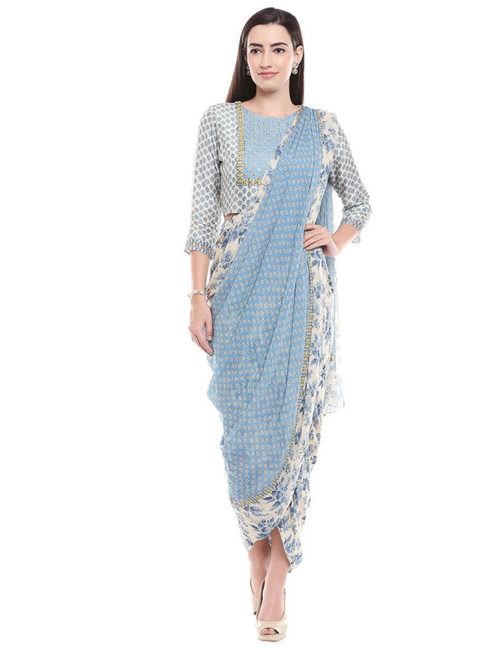 Applique Floral Drape Dress