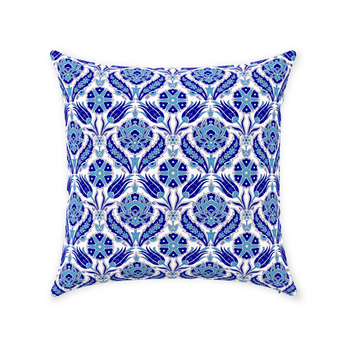 Azra II Ottoman Cotton Pillows Aqua Blue