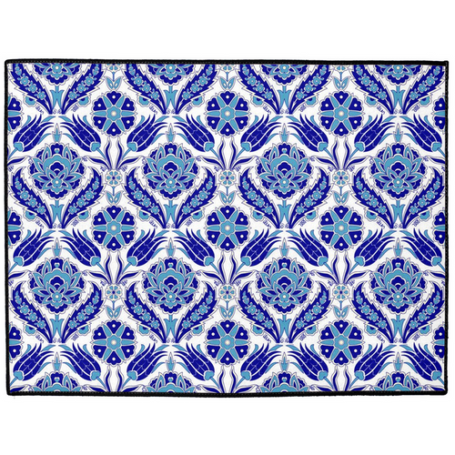 Azra Ottoman Indoor/Outdoor Floor Mat Blue White Arabesque