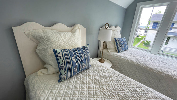 Bedding Washed Linen Quilted Shams White