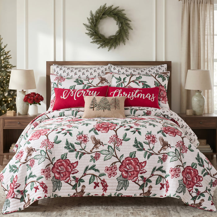 Berry Bloom Embroidered Tree Linen Pillow 14x18