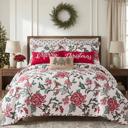 Berry Bloom Embroidered Tree Linen Pillow 14x18