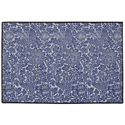 Bird & Anemone Indoor/Outdoor Floor Mat William Morris Dark Navy Blue