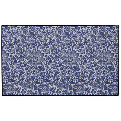 Bird & Anemone Indoor/Outdoor Floor Mat William Morris Dark Navy Blue