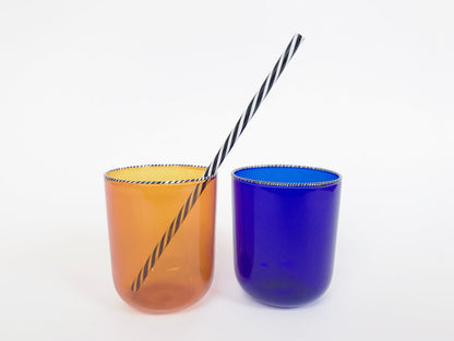 Black & White Twisted Glass Straws