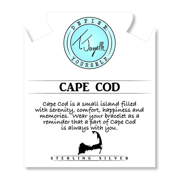 Blue Aquamarine Gemstone Bracelet with Cape Cod Coin Sterling Silver Charm Tiffany Jazelle