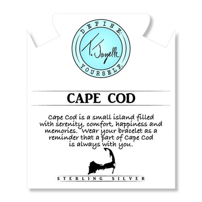 Blue Aquamarine Gemstone Bracelet with Cape Cod Coin Sterling Silver Charm Tiffany Jazelle