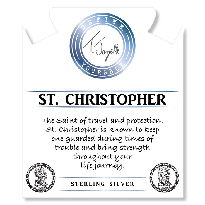 Blue Aquamarine Stone Bracelet with Saint Christopher Sterling Silver Charm