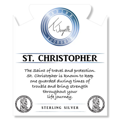 Blue Aquamarine Stone Bracelet with Saint Christopher Sterling Silver Charm