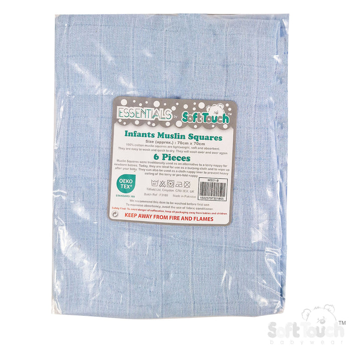 Blue Muslin Squares (PK6) MS01-B
