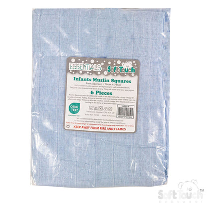 Blue Muslin Squares (PK6) MS01-B