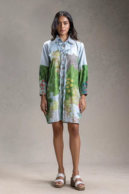 Designer Blume Tie-Up Shirt Dress