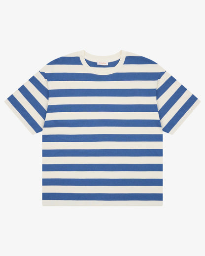Boxy Applique Tee - Steel Blue/Cream