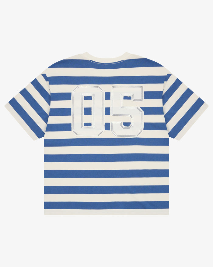Boxy Applique Tee - Steel Blue/Cream