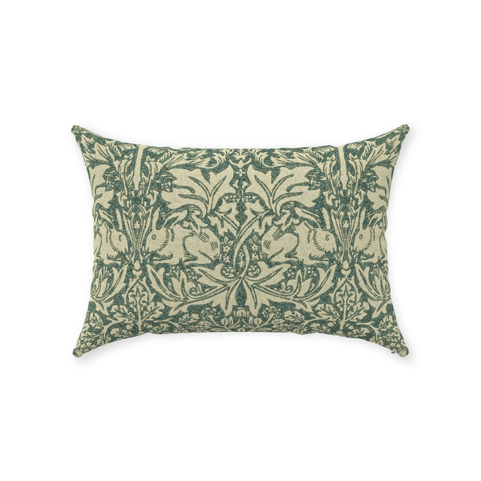 Brer Rabbit Cotton Throw Pillows William Morris Green Forest Manilla