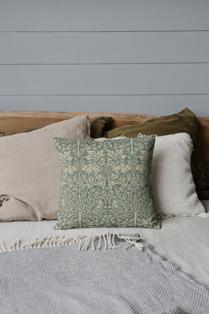 Brer Rabbit Outdoor Pillow William Morris Green Forest Manilla