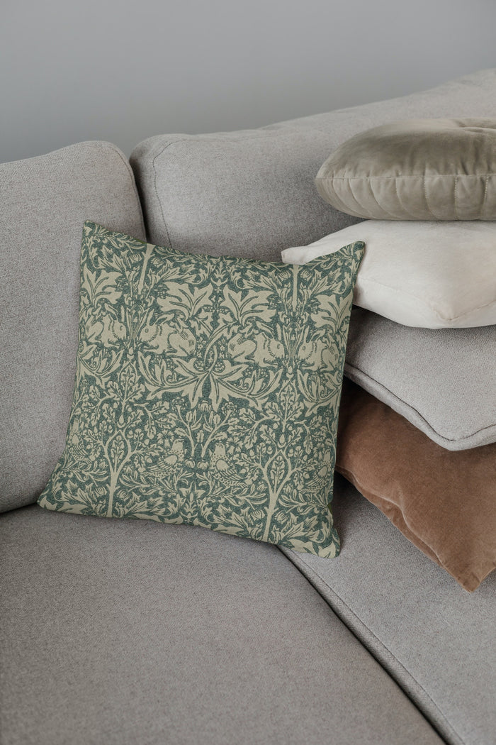 Brer Rabbit Outdoor Pillow William Morris Green Forest Manilla
