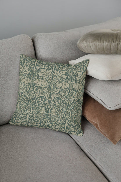Brer Rabbit Outdoor Pillow William Morris Green Forest Manilla