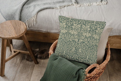Brer Rabbit Outdoor Pillow William Morris Green Forest Manilla